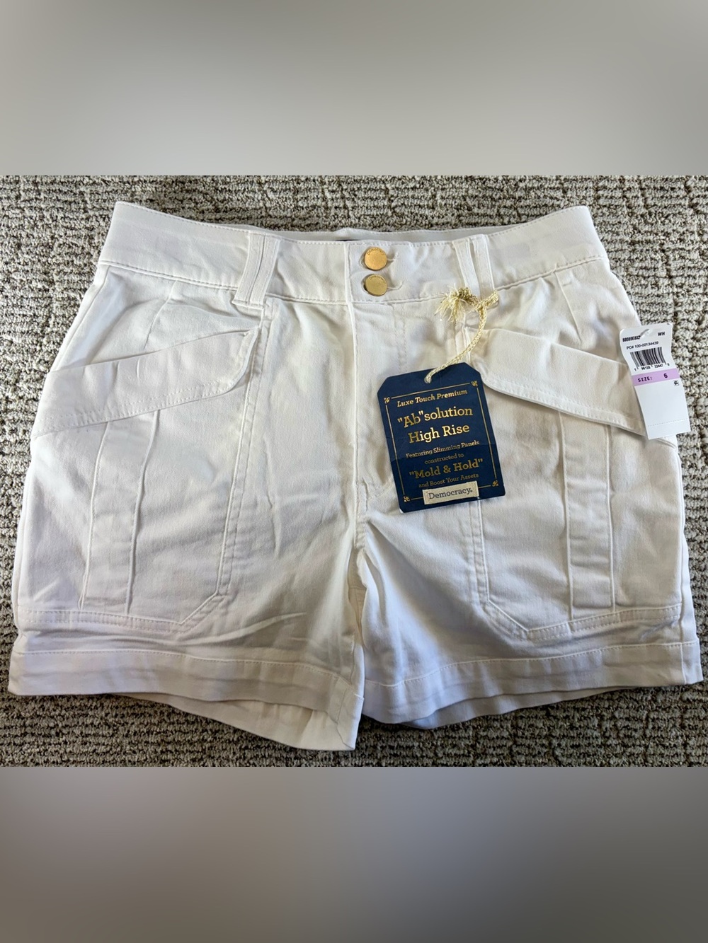 NWT Democracy Ab-solution Women’s Size 6 White High Rise Utility Shorts - Picture 2 of 12